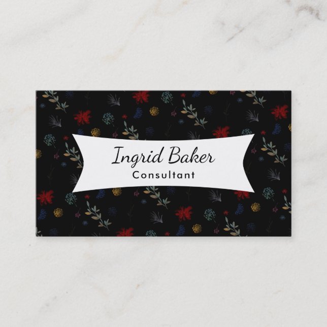 Botaniskt mönster 01 för mångfärgad vattenfärg visitkort (Framsida)