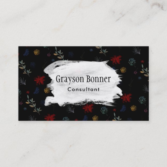 Botaniskt mönster 01b för mångfärgad vattenfärg visitkort (Framsida)