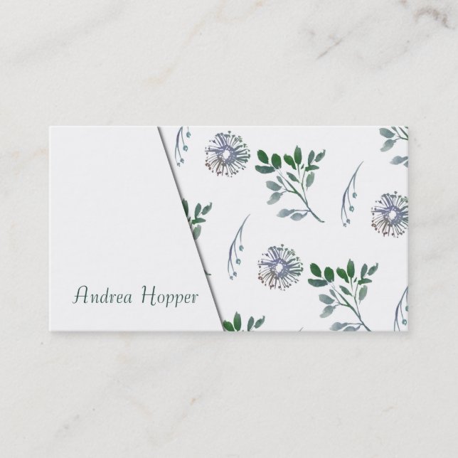 Botaniskt mönster 4 för ljus mångfärgad vattenfärg visitkort (Framsida)