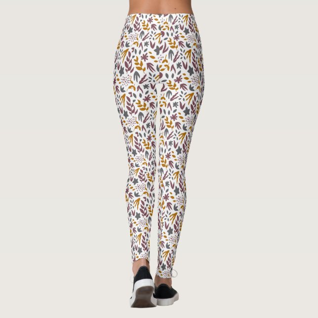 Botaniskt Mönster Anpassa Leggings (Baksida)