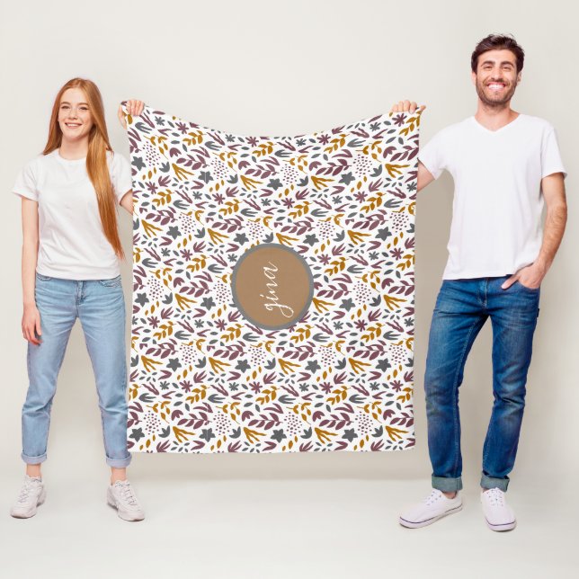 Botaniskt Mönster Customize Fleecefilt (På plats)