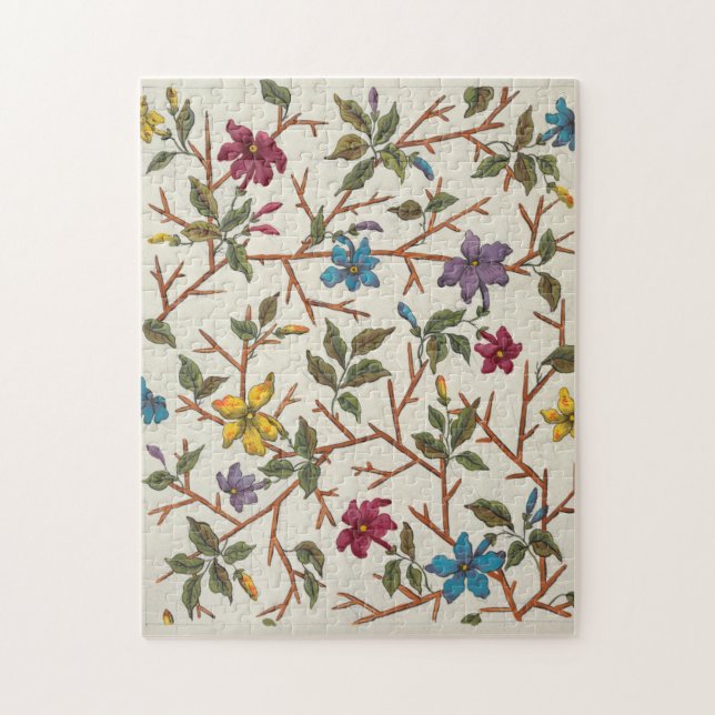 Botaniskt mönster för blommor och grenar pussel (Vertikal)