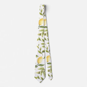 Botaniskt mönster för citron- och för löv slips