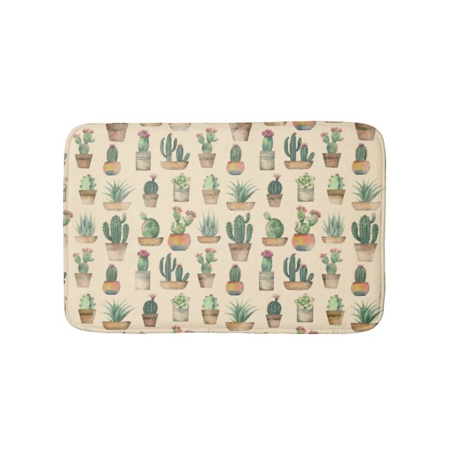 Botaniskt mönster Kaktus Illustration Badrumsmatta (Framsidan)