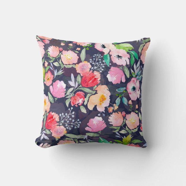 botaniskt mönster och sömlöst b, blommigt med vatt kudde (Framsida)