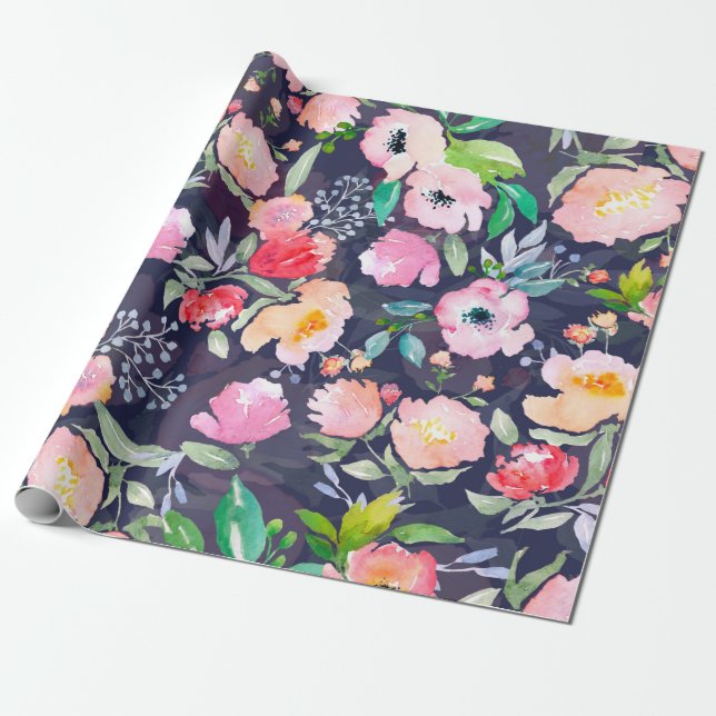 botaniskt mönster och sömlöst b, blommigt med vatt presentpapper (Utrullad)