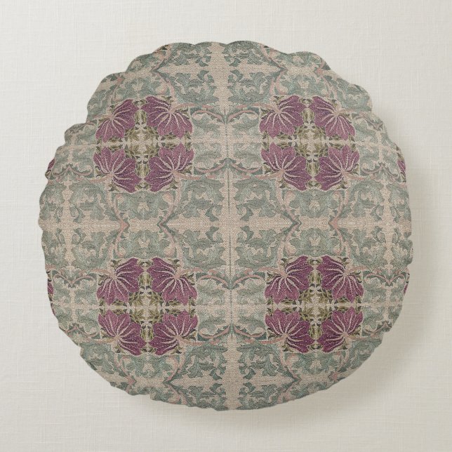 Botaniskt Mönster - William Morris Kuddöverdrag Rund Kudde (Framsidan)