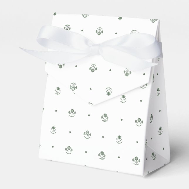 Botaniskt mörkgrönt & Vitt Botaniskt Blocktryck Presentaskar (Framsidan Sidan)