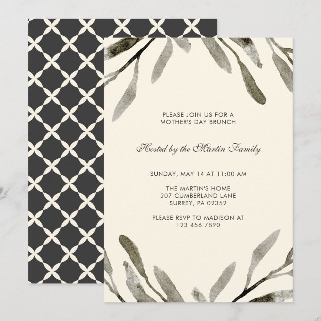 Botaniskt mors dagfrunchkort inbjudningar (Fram/baksida)