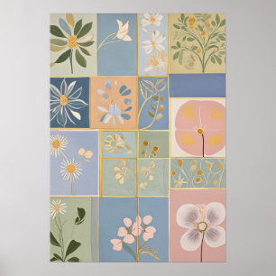 Botaniskt mosaik i blomning poster