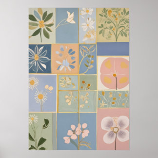 Botaniskt mosaik i blomning poster