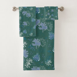 Botaniskt Moss Skriv ut i blått, grönt, teal Bath 