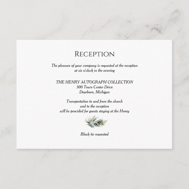 Botaniskt mottagningskort – Tropiskt bröllopstema Tilläggskort (Framsida)