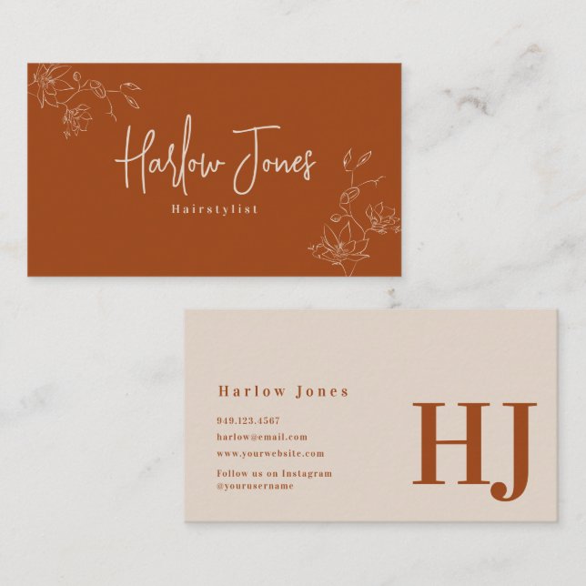 Botaniskt Namnteckning av Terracotta Visitkort (Fram/baksida)