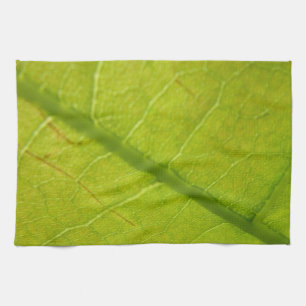 Botaniskt naturfoto från grönt Löv Kökshandduk
