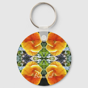 Botaniskt naturligt för vibrerande orange Pansies Nyckelring