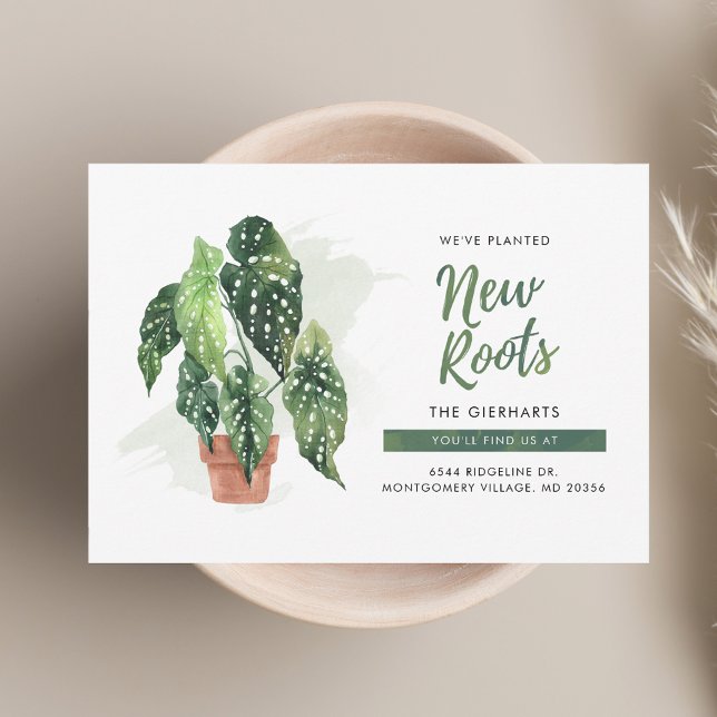 Botaniskt nytt roots Boho-meddelande om Flytta-kor Anteckningskort (Botanical New Roots Boho Moving Announcement Card)