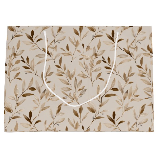Botaniskt olivblad Beige blommönster (Framsidan)
