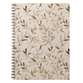 Botaniskt olivblad Beige blommönster Anteckningsbok