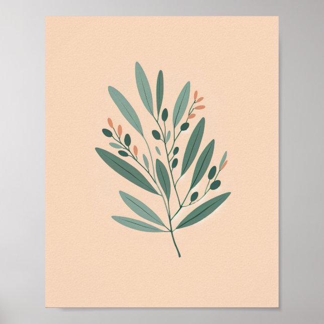 Botaniskt olivgrenskonstplakat poster (Framsidan)