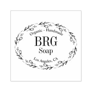 Botaniskt oval Monogrammad organisk handgjord tv Stämpel