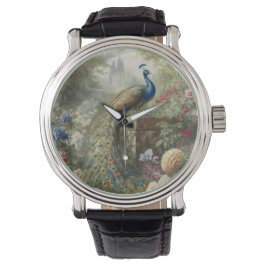 Botaniskt: påk nära slott i engelska trädgården armbandsur