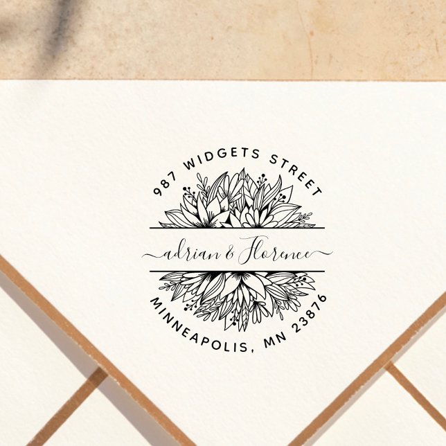 Botaniskt par Returadress Elegant bröllop Stämpel (Skapare uppladdad)
