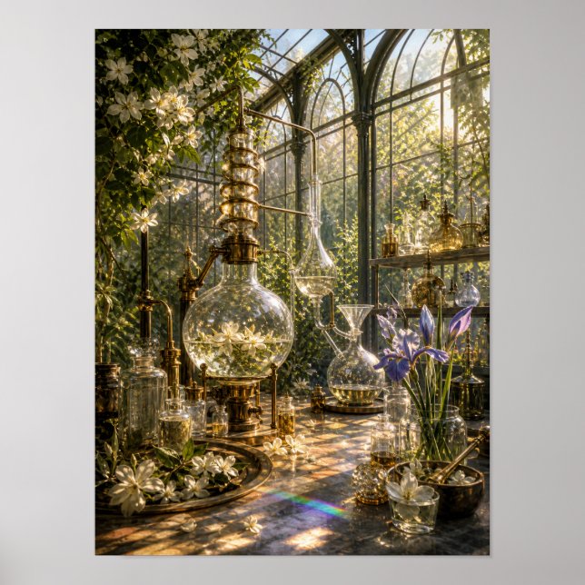 Botaniskt parfymlaboratorium 12x16 Affisch (Framsidan)