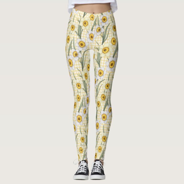 Botaniskt påsklilje-kontrollmönster (2) leggings (Framsida)