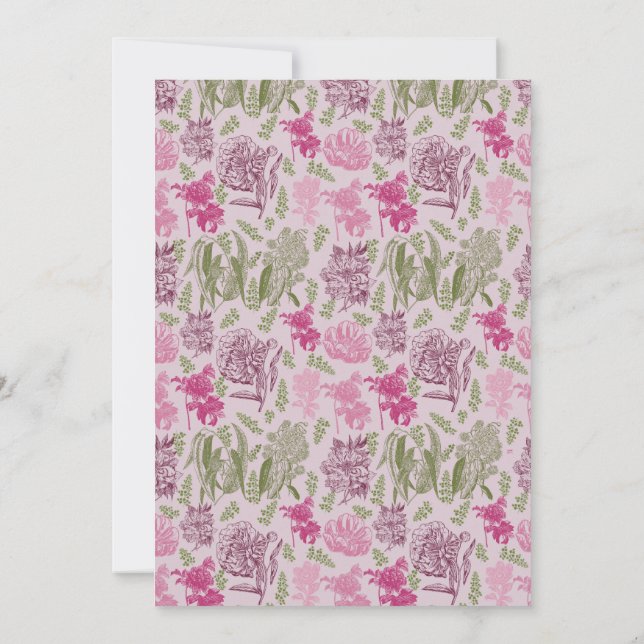 Botaniskt peony Eucalyptus Girl Baby Shower Inbjudningar (Baksida)