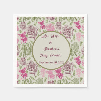 Botaniskt peony Eucalyptus Girl Baby Shower Pappersservett