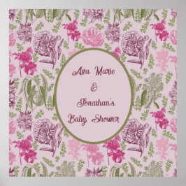 Botaniskt peony Eucalyptus Girl Baby Shower Poster