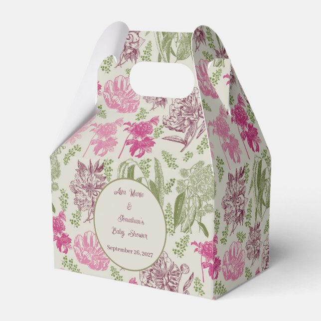 Botaniskt peony Eucalyptus Girl Baby Shower Presentaskar (Framsidan Sidan)