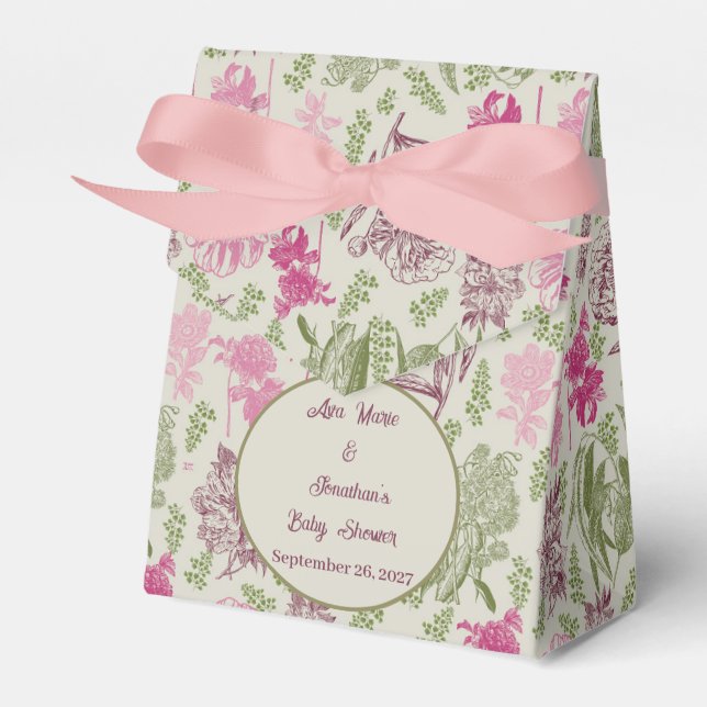 Botaniskt peony Eucalyptus Girl Baby Shower Presentaskar (Framsidan Sidan)