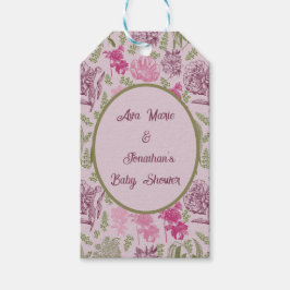 Botaniskt peony Eucalyptus Girl Baby Shower Presentetikett
