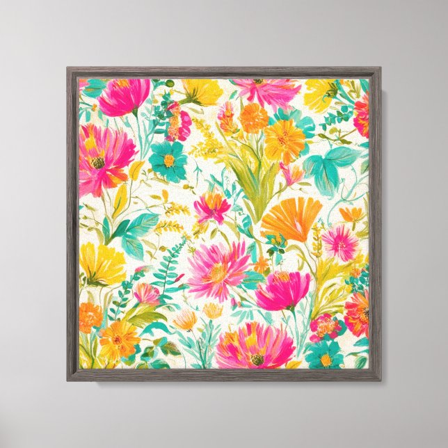 Botaniskt Phoenix | Rosa och Orange Canvastryck (Framsida)