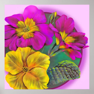botaniskt poster utskrift av primula bra art