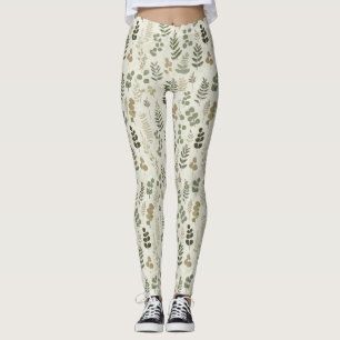 Botaniskt Pressade Löv Mönster – Ferntryck (3) Leggings