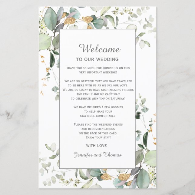 Botaniskt program för eukalyptus Greenery Weclome (Framsida)