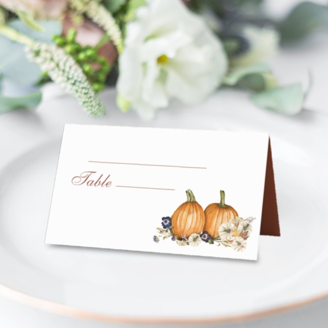Botaniskt pumpkin Rustic Autumn Fall Wedding Placeringskort (Skapare uppladdad)