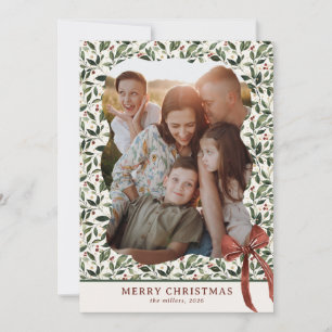 Botaniskt ram familjefoto jul julkort