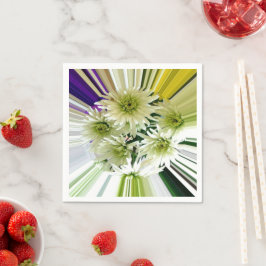 Botaniskt randigt mönster lila kräm blommig pappersservett