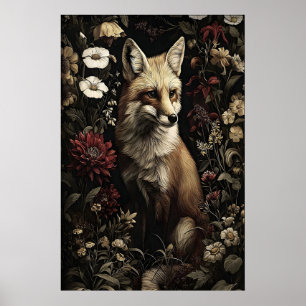 Botaniskt rävtryck, antikt mörkt akademiskt gotisk poster