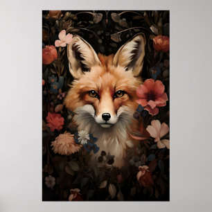Botaniskt rävtryck, Mörk akademisk blomkonst Poster