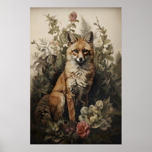 Botaniskt Rävvykort, Mörk Akademisk Skog (Digital Poster