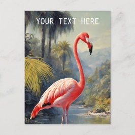 Botaniskt regnskogs Rosa Flamingo Vintage Vykort