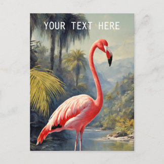 Botaniskt regnskogs Rosa Flamingo Vintage Vykort