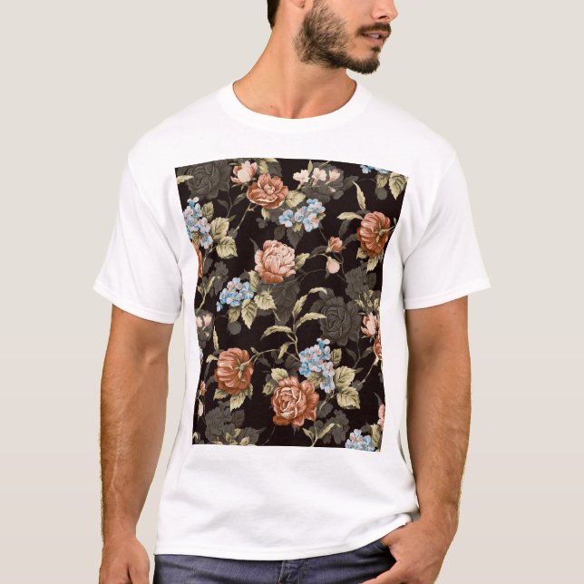 Botaniskt ro: abstraktens blommönster. t shirt (Framsida)