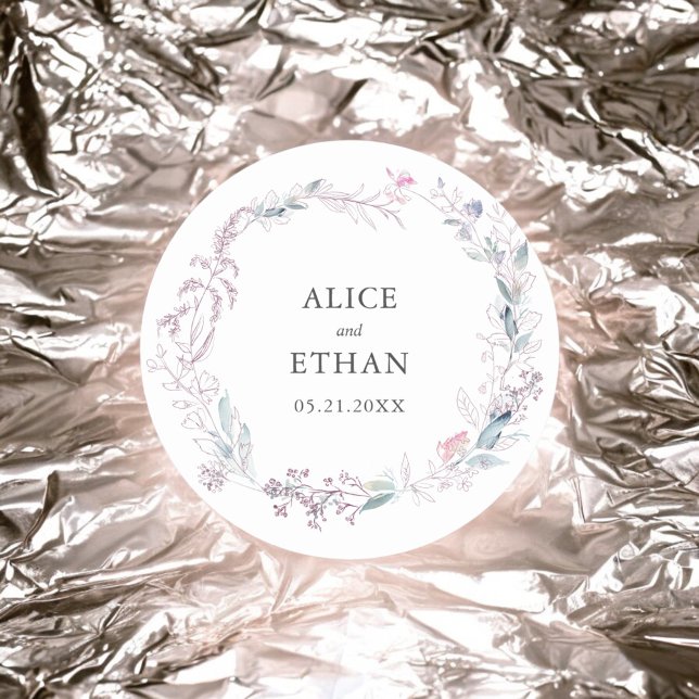 Botaniskt  Rosa Bröllop Runt Klistermärke (Skapare uppladdad)