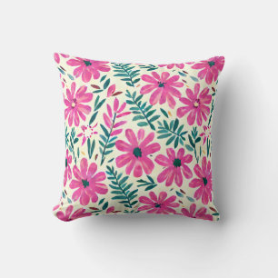 Botaniskt Rosa Daisy Watercolor Mönster Kudde